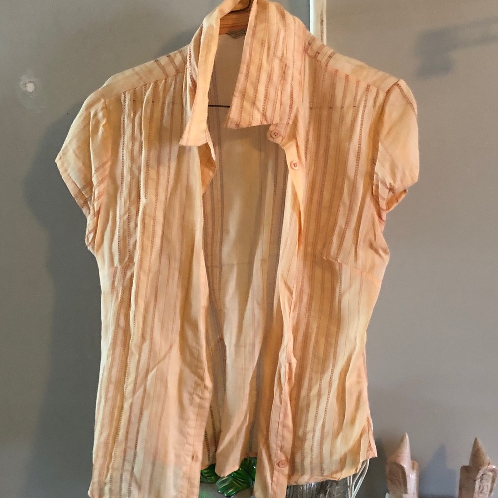 Maurices Peach Striped Button-Up Top